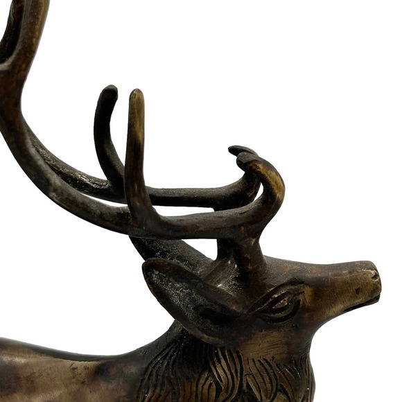Bronze metal elk stag statue Buck tabletop. Reindeer. Mantle centerpiece - Picture 5 of 8